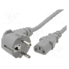 Cablu alimentare AC, 4m, 3 fire, culoare gri, CEE 7/7 (E/F) ştecar in unghi, IEC C13 mama, LIAN DUNG - 