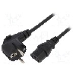 Cablu alimentare AC, 4m, 3 fire, culoare negru, CEE 7/7 (E/F) ştecar in unghi, IEC C13 mama, LIAN DUNG - 