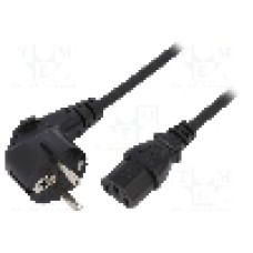 Cablu alimentare AC, 4m, 3 fire, culoare negru, CEE 7/7 (E/F) ştecar in unghi, IEC C13 mama, LIAN DUNG - 