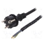 Cablu alimentare AC, 4m, 3 fire, culoare negru, cabluri, CEE 7/7 (E/F) mufa, SCHUKO mufa, PLASTROL - W-97214