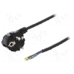 Cablu alimentare AC, 4m, 3 fire, culoare negru, cabluri, CEE 7/7 (E/F) ştecar in unghi, SCHUKO mufa, PLASTROL - W-97172
