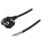Cablu alimentare AC, 4m, 3 fire, culoare negru, cabluri, CEE 7/7 (E/F) ştecar in unghi, SCHUKO mufa, PLASTROL - W-97184