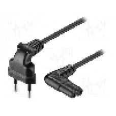 Cablu alimentare AC, 500mm, 2 fire, culoare negru, CEE 7/16 (C) mufa in unghi, IEC C7 mama in unghi, Goobay - 56588