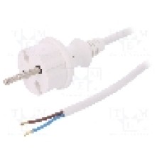 Cablu alimentare AC, 5m, 2 fire, culoare alb, cabluri, CEE 7/17 (C) mufa, PLASTROL - W-98353