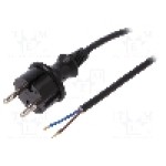Cablu alimentare AC, 5m, 2 fire, culoare negru, cabluri, CEE 7/17 (C) mufa, PLASTROL - W-98354