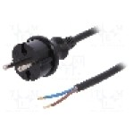Cablu alimentare AC, 5m, 2 fire, culoare negru, cabluri, CEE 7/17 (C) mufa, PLASTROL - W-98368