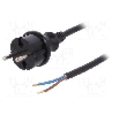 Cablu alimentare AC, 5m, 2 fire, culoare negru, cabluri, CEE 7/17 (C) mufa, PLASTROL - W-98368