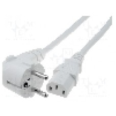 Cablu alimentare AC, 5m, 3 fire, culoare alb, CEE 7/7 (E/F) ştecar in unghi, IEC C13 mama, LIAN DUNG - 
