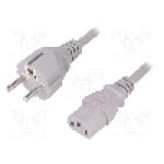 Cablu alimentare AC, 5m, 3 fire, culoare gri, CEE 7/7 (E/F) mufa, IEC C13 mama, LIAN DUNG - 