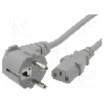 Cablu alimentare AC, 5m, 3 fire, culoare gri, CEE 7/7 (E/F) ştecar in unghi, IEC C13 mama, LIAN DUNG - 