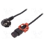 Cablu alimentare AC, 5m, 3 fire, culoare negru, CEE 7/7 (E/F) ştecar in unghi, IEC C13 mama, IEC LOCK - IEC-EL353S