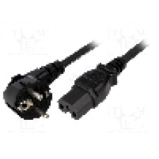 Cablu alimentare AC, 5m, 3 fire, culoare negru, CEE 7/7 (E/F) ştecar in unghi, IEC C15 mama, LIAN DUNG - 