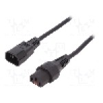 Cablu alimentare AC, 5m, 3 fire, culoare negru, IEC C13 mama, IEC C14 tata, IEC LOCK - IEC-PC1071