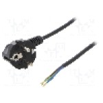 Cablu alimentare AC, 5m, 3 fire, culoare negru, cabluri, CEE 7/7 (E/F) ştecar in unghi, SCHUKO mufa, PLASTROL - W-97162
