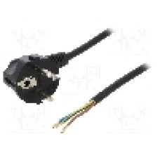 Cablu alimentare AC, 5m, 3 fire, culoare negru, cabluri, CEE 7/7 (E/F) ştecar in unghi, SCHUKO mufa, PLASTROL - W-97174