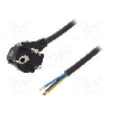 Cablu alimentare AC, 5m, 3 fire, culoare negru, cabluri, CEE 7/7 (E/F) ştecar in unghi, SCHUKO mufa, PLASTROL - W-97186