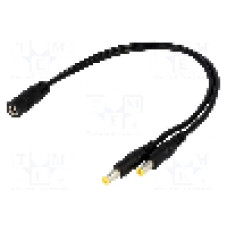 Cablu alimentare DC, DC 5,5/2,1 mufa x2, DC 5,5/2,1 soclu, negru, 0,2m, ESPE - DC.SPL.0200.0020