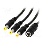 Cablu alimentare DC, DC 5,5/2,1 mufa x3, DC 5,5/2,1 soclu, negru, 0,35m, ESPE - DC.SPL.0400.0035