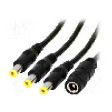 Cablu alimentare DC, DC 5,5/2,1 mufa x3, DC 5,5/2,1 soclu, negru, 0,35m, ESPE - DC.SPL.0400.0035