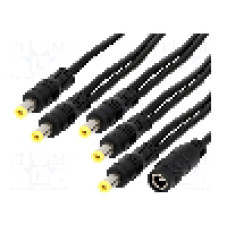 Cablu alimentare DC, DC 5,5/2,1 mufa x5, DC 5,5/2,1 soclu, negru, 0,2m, ESPE - DC.SPL.0800.0035