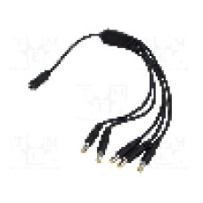 Cablu alimentare DC, DC 5,5/2,1 mufa x5, DC 5,5/2,1 soclu, negru, 0,35m, ESPE - DC.SPL.0600.0035