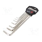 Set chei imbus, oţel crom-vanadium, HEX 1,5mm, HEX 2,5mm, HEX 2mm, HEX 3mm, HEX 4mm, HEX 5mm, HEX 6mm, lungime {{Lungime totala}}, WIHA - 01220