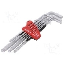 Set chei imbus, sferic, oţel crom-vanadium, HEX 1,5mm, HEX 2,5mm, HEX 2mm, HEX 3mm, HEX 4mm, HEX 5mm, HEX 6mm, HEX 8mm, HEX 10mm, lungime {{Lungime totala}}, WIHA - 07185