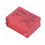 Condensator cu polipropilena, 220nF, 600V AC, 1250V DC - FKP1R032207F00KSSD Condensator cu polipropilena, 220nF, 600V AC, 1250V DC - FKP1R032207F00KSSD