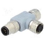 Adaptor in T M12 tata, 5 pini, CONEC - SAL-12-TS5-TK5-TK5
