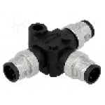 Adaptor in T M12 tata x3, 4 pini, AMPHENOL - SS-040404-MMM-TS001