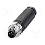 Conector M8, 3 pini, clasa etanseitate {{Clasa etanşeitate}}, PHOENIX CONTACT - SACC-M 8MS-3CON-M-SW 1501252