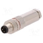 Conector M8, 3 pini, clasa etanseitate IP67, BULGIN - PXMBNI08FIM03ASC