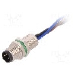 Conector M8, 3 pini, clasa etanseitate IP67, BULGIN - PXMBNI08FPM03AFL001