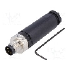 Conector M8, 3 pini, clasa etanseitate IP67, BULGIN - PXPPAM08FIM03AST