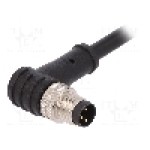 Conector M8, 3 pini, clasa etanseitate IP67, BULGIN - PXPPVC08RAM03ACL010PVC