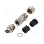 Conector M8, 3 pini, clasa etanseitate IP67, DEGSON ELECTRONICS - PASH-M8A-03P-MM-SL7001-00A(H)