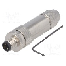 Conector M8, 3 pini, clasa etanseitate IP67, TE Connectivity - T4011019031-000