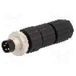 Conector M8, 4 pini, clasa etanseitate IP67, HIRSCHMANN - 933407100 ELST 4008 V