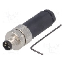 Conector M8, 4 pini, clasa etanseitate IP67, TE Connectivity - T4011008041-000
