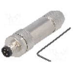 Conector M8, 4 pini, clasa etanseitate IP67, TE Connectivity - T4011019041-000