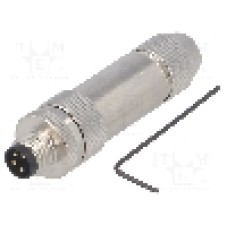 Conector M8, 4 pini, clasa etanseitate IP67, TE Connectivity - T4011019041-000