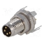 Conector M8, 4 pini, clasa etanseitate IP67, TE Connectivity - T4040034041-000