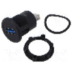 Conector {{Tip conector}}, versiune USB 3.0, {{Orientare spaţiala}}, ONPOW - USB-08C-BK