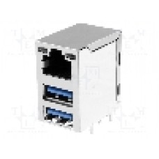 Conector USB A x2 + RJ45, pentru PCB, ATTEND - 209G-CCN0