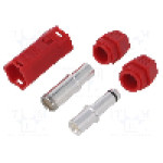 Conector alimentare DC, 500V, 1 pini, seria QS, {{Dimensiune pin}}. DONGGUAN QS ELECTRONIC TECH CO.,LTD - QS10H-F+M RED