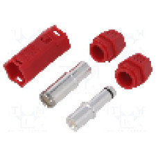 Conector alimentare DC, 500V, 1 pini, seria QS, {{Dimensiune pin}}. DONGGUAN QS ELECTRONIC TECH CO.,LTD - QS10H-F+M RED