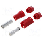 Conector alimentare DC, 500V, 1 pini, seria QS, {{Dimensiune pin}}. DONGGUAN QS ELECTRONIC TECH CO.,LTD - QS12H-F+M RED