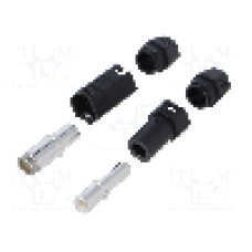 Conector alimentare DC, 500V, 1 pini, seria QS, {{Dimensiune pin}}. DONGGUAN QS ELECTRONIC TECH CO.,LTD - QS6H-F+M BLACK