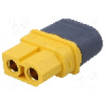 Conector alimentare DC, 500V, 2 pini, seria XT60, {{Dimensiune pin}}. AMASS - XT60L-F