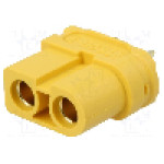 Conector alimentare DC, 500V, 2 pini, seria XT60, {{Dimensiune pin}}. AMASS - XT60U-F